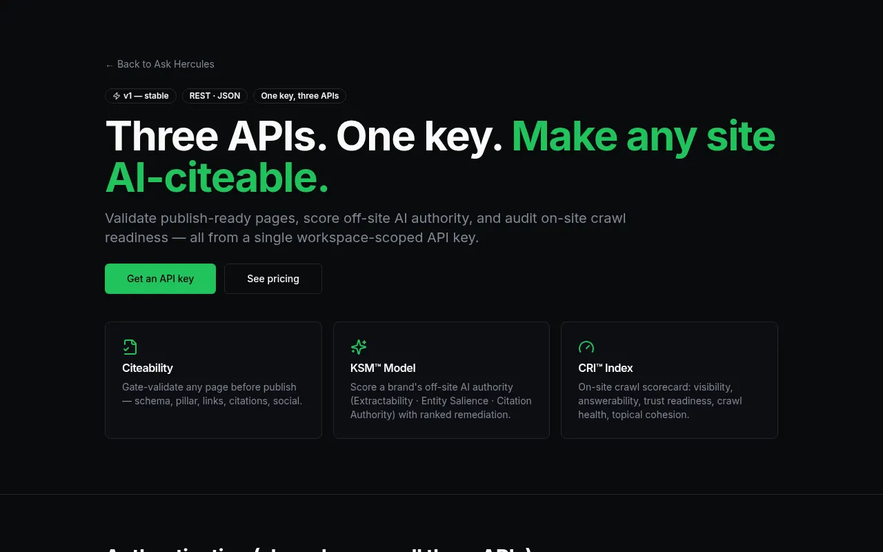 API documentation page