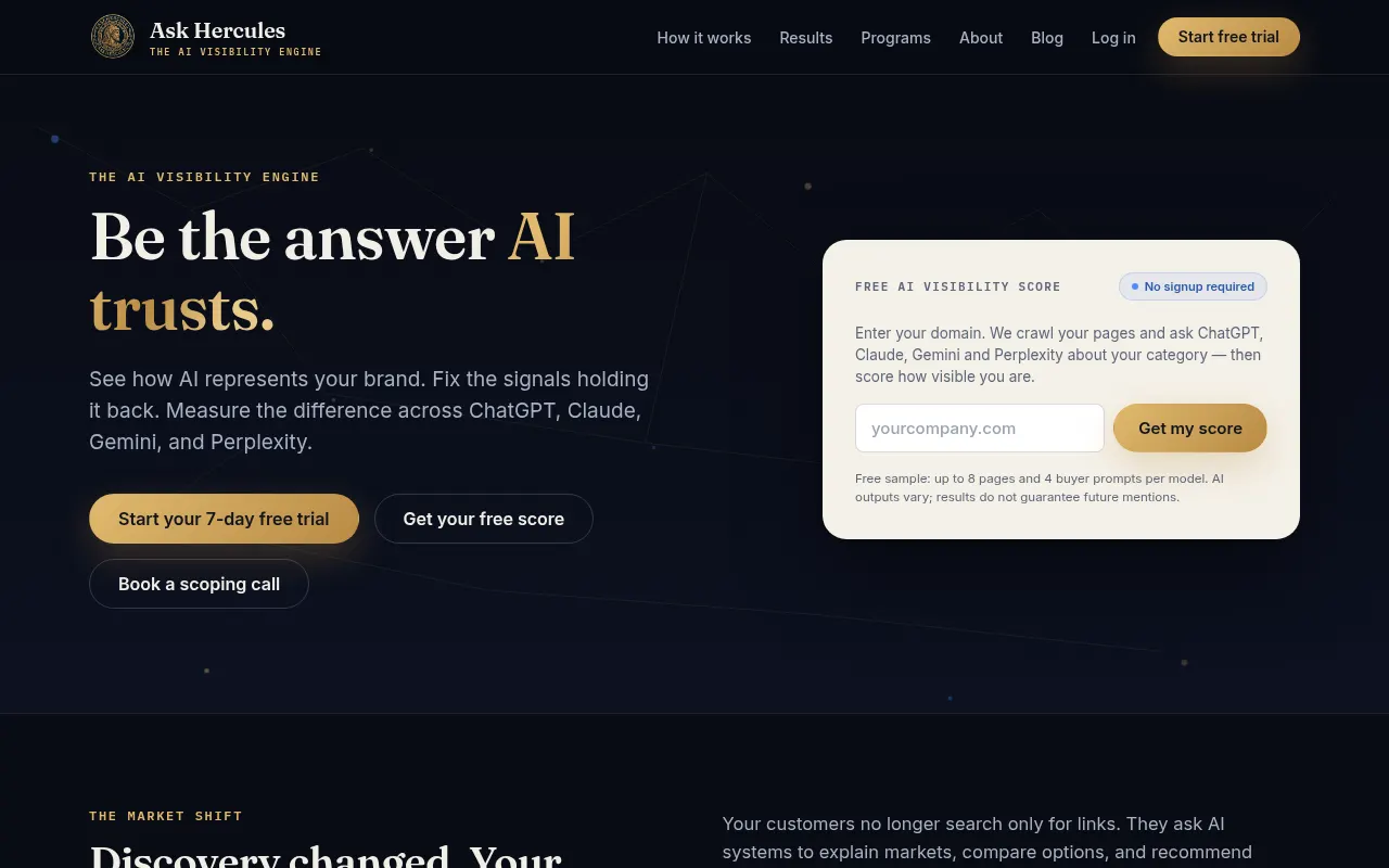 Free AI Visibility Score box