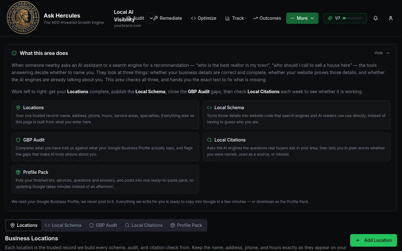 Local AI Visibility with tabs