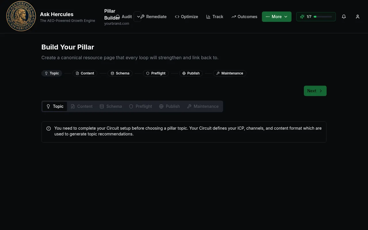 Pillar Builder six steps