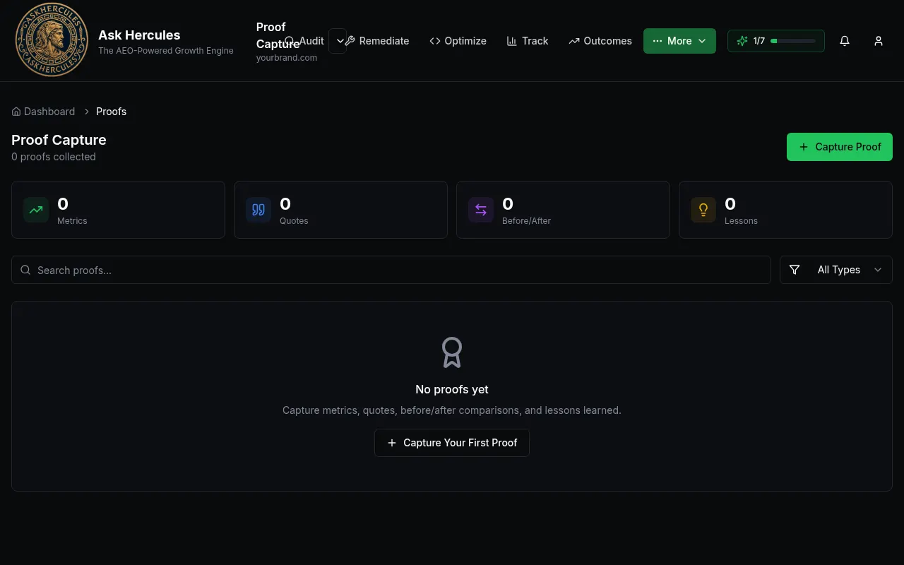Proof Capture page